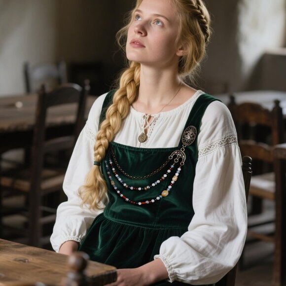 Viking Brooch Chain Alloy Steel Beaded Medieval Jewelry for Women - Picture 2 of 7